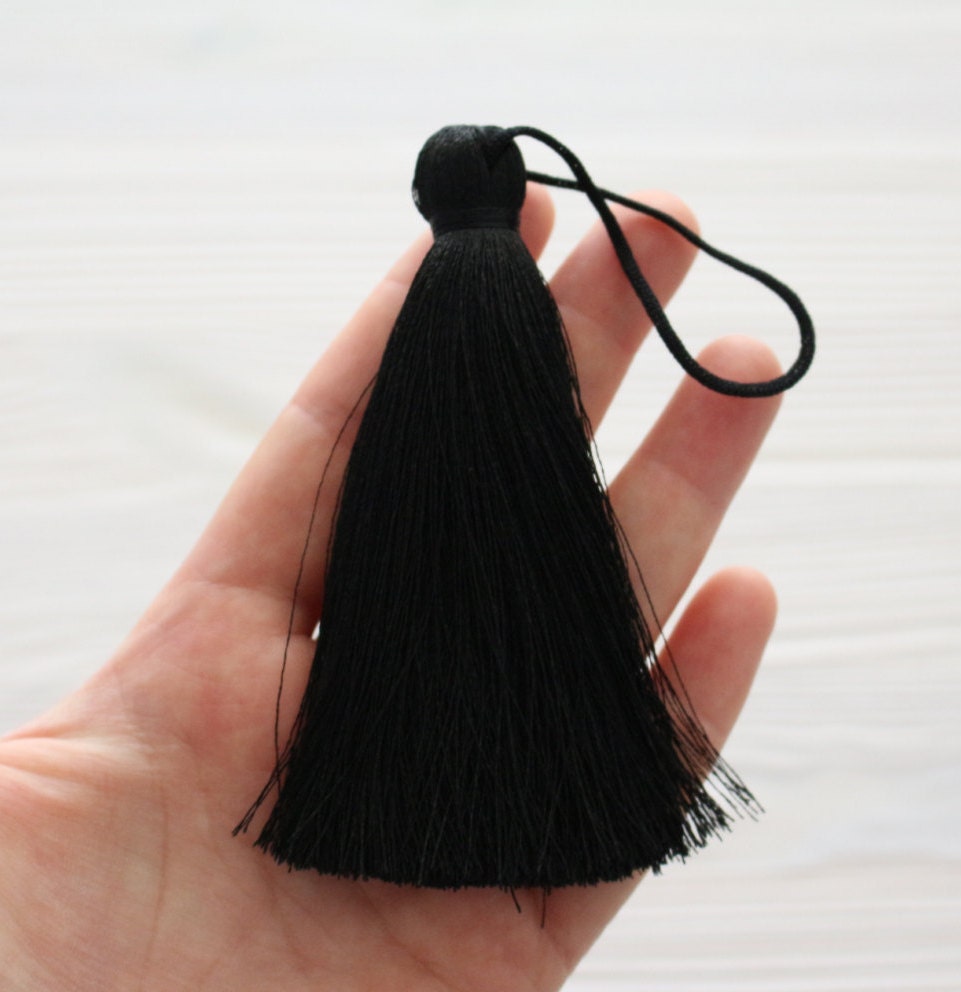 Black Silk Tassel Extra Thick Tassel Large Tassels Silk Tassel Mala Tassel Tassel Handmade