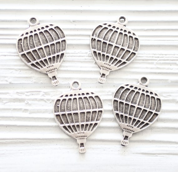 Air balloon pendant, balloon pendant silver, air balloon charms, earrings charms silver, keychain charm, purse charm, silver charms