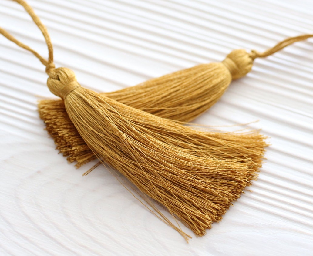 Mustard Silk Tassel Golden Tassel Large Tassels Tassel Chartreuse Decorative Tassels