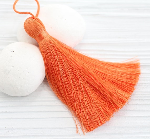 Orange silk tassel, extra thick tassel, large tassels, silk tassel, jewelry tassels, burnt orange tassel, decorative, purse tassel, N26