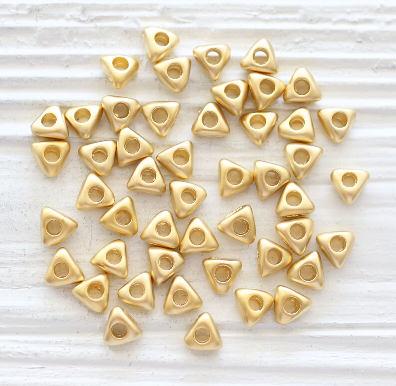 10pc organic shaped gold rondelle beads matte gold beads large hole beads gold heishi beads triangle beads metal spacer beads