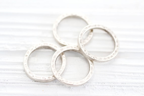 2pc Hammered Silver Ring Connector, Thick Rings, Loop Link Connector,  Silver Link, Ring Pendant, Silver Ring Charms, Round Jewelry Rings 