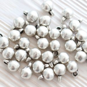 10pc silver beads, bracelet charms, earring beads, ball beads, tiny beads, silver charms, metal charms, boho charms, earring charms, rustic image 1