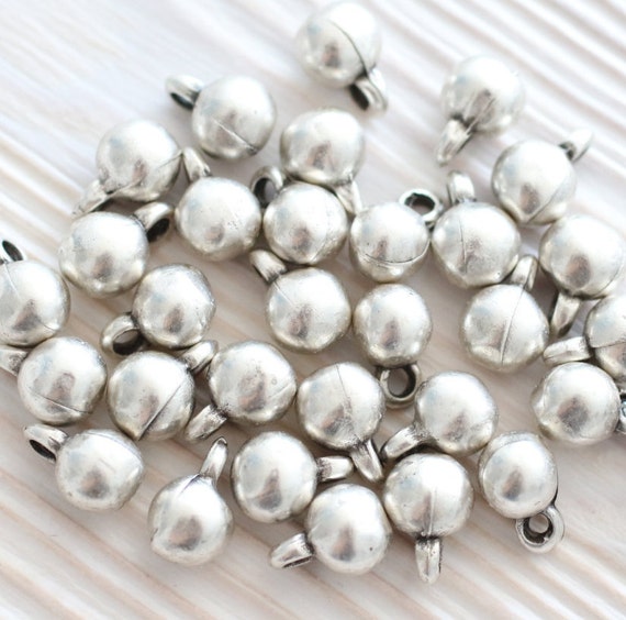 10pc silver beads, bracelet charms, earring beads, ball beads, tiny beads, silver charms, metal charms, boho charms, earring charms, rustic