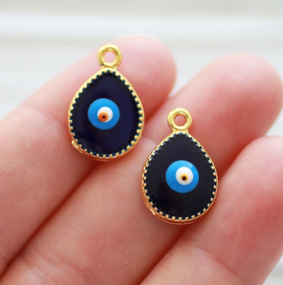 4pc drop charms with evil eye, evil eye pendant, enamel evil eye charm, earrings bracelet charms, blue evil eye necklace charm dangle