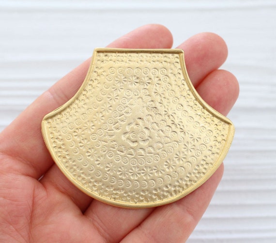 Large gold tribal pendant, anchor pendant, matte gold, large rustic pendant, large hole pendant, large hammered metal pendant, large anchor