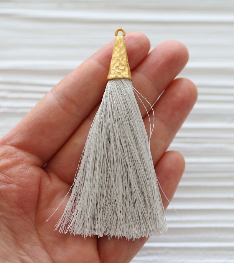 mala tassel tassel pendant gray tassel with cap dangle tassel jewelry tassels large tassel N31 keychain tassel Light grey tassel