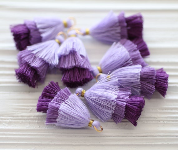 2pc purple layered tassels, lilac violet orchid multi layer tassels, earrings tassels, necklace tassel pendant, purse tassel charm, dangle