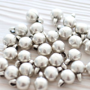 10pc silver beads, bracelet charms, earring beads, ball beads, tiny beads, silver charms, metal charms, boho charms, earring charms, rustic image 3