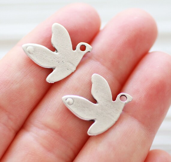 2pc bird pendant silver, seagull charms, earrings charms, seagull pendant, silver bird, animal charms, dangle animal pendant