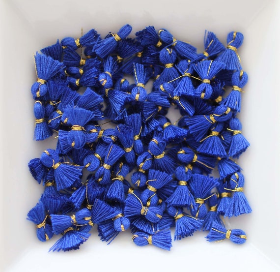 10pc cobalt blue tassel charms mini, bracelet tassel, charm tassel, earrings tassel, tassels, jewelry tassels, necklace tassel, blue, N16
