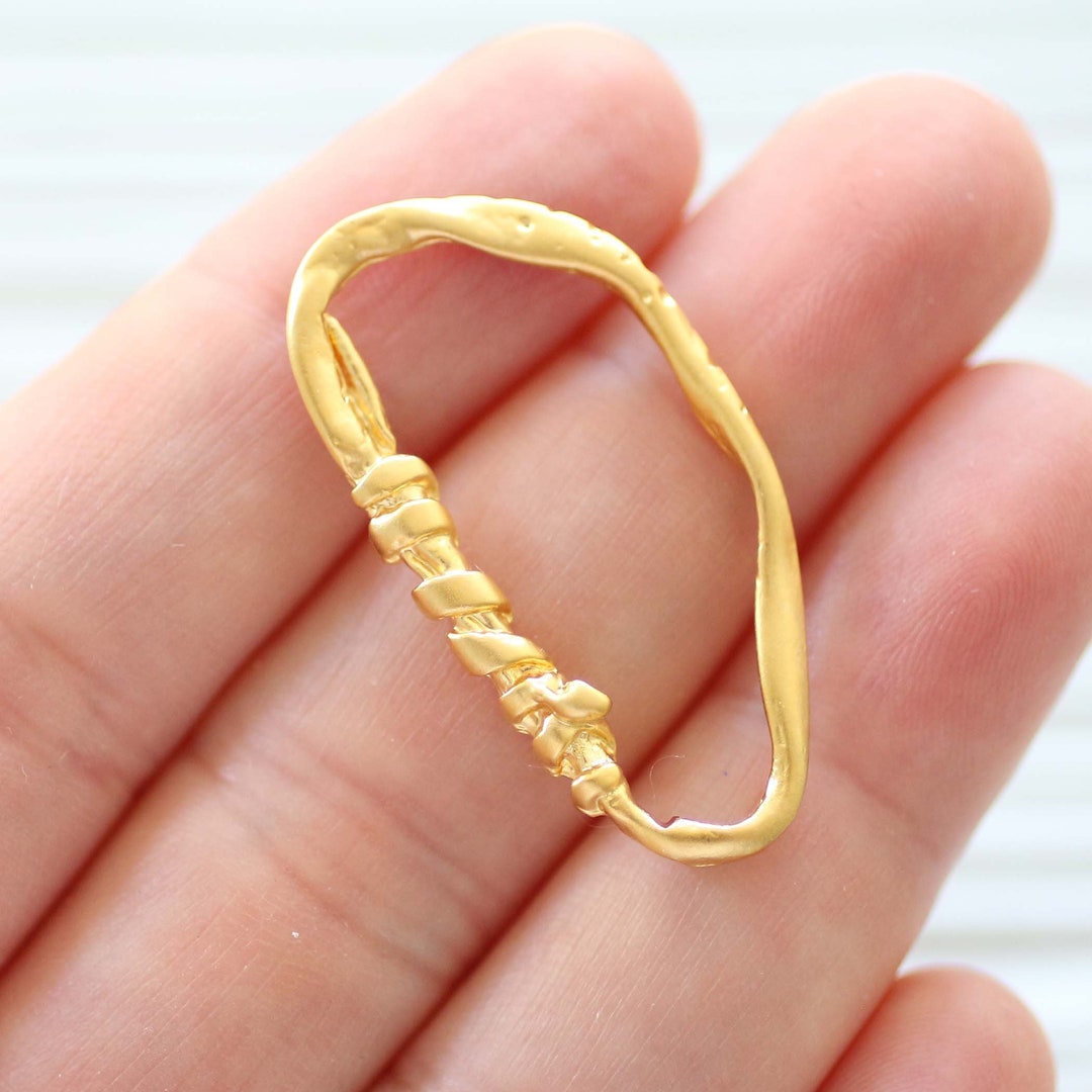 2pc Oval Jewelry Connector Gold, Organic Shaped Necklace Link, Bracelet