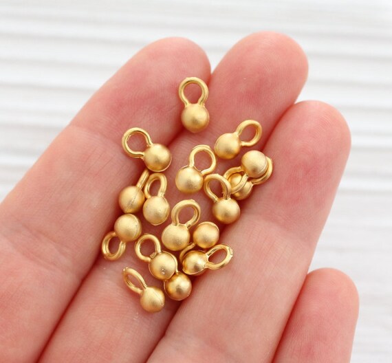 10pc gold ball beads, earring charms, gold bead spacers, matte gold beads, metal charms, drop charms, rustic ball charms, gold round beads