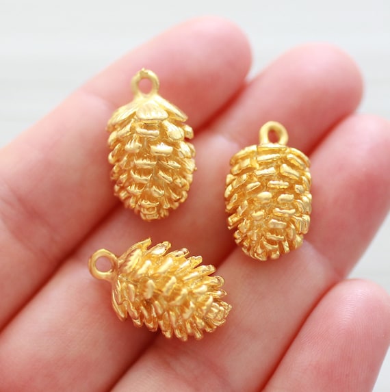 3pc large pineapple charms gold, fruit charms for bracelet, earrings charms for summer, necklace dangle pendants, fun charms