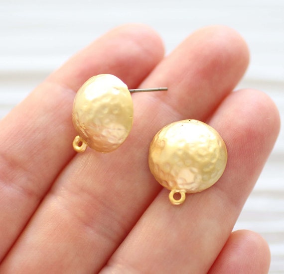 2pc 24K gold plated earrings stud set, earring studs gold, tribal stud earrings, studs set, studs with loop for charms tassels, gold studs