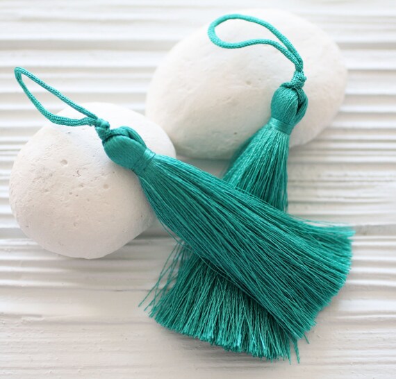 Teal tassel, silk tassel, tassel pendant, home decor tassels, keychain tassel, mala tassel, jewelry tassel, knob decor, tassel charm, N36