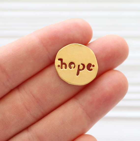 2pc hope stamped charms connector, bracelet charm, hope pendant connector, stamped dangles, gold stamp charm, earring charm, cut out