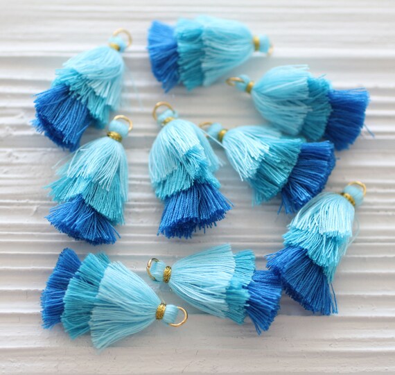 2pc layered tassels, turquoise blue multi layer tassels, earrings tassels, necklace tassels, keychain tassel, tassel charm, dangle tassel