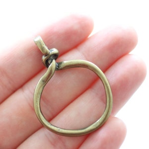 2pc antique gold ring pendant, knot charm, circle pendants, ring pendant, ring connector, antique gold, metal round pendant, knotted pendant image 3
