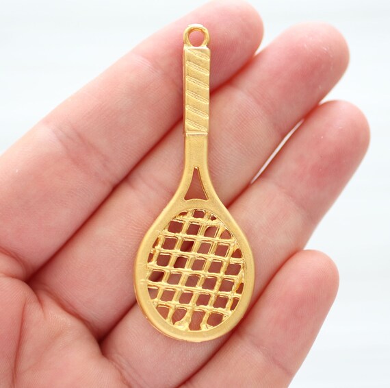 Racquet pendant, sport pendant, tennis pendant, gold racquet pendant, tennis sports jewelry findings, tennis racquet pendant, gold pendant