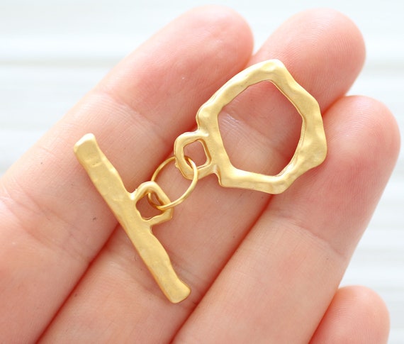 Toggle clasps gold, T bar ring, large 24K gold plated jewelry clasp, necklace clasps, bracelet clasp, closures for necklaces bracelets, T6