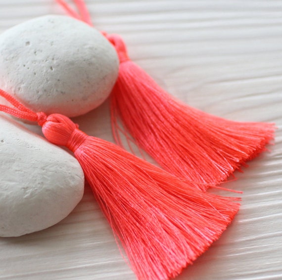 Bright rose neon silk tassel, bright neon tassel, large tassels, tassels for jewelry, tassel, neon tassel,decorative tassels,rose tassel,N33