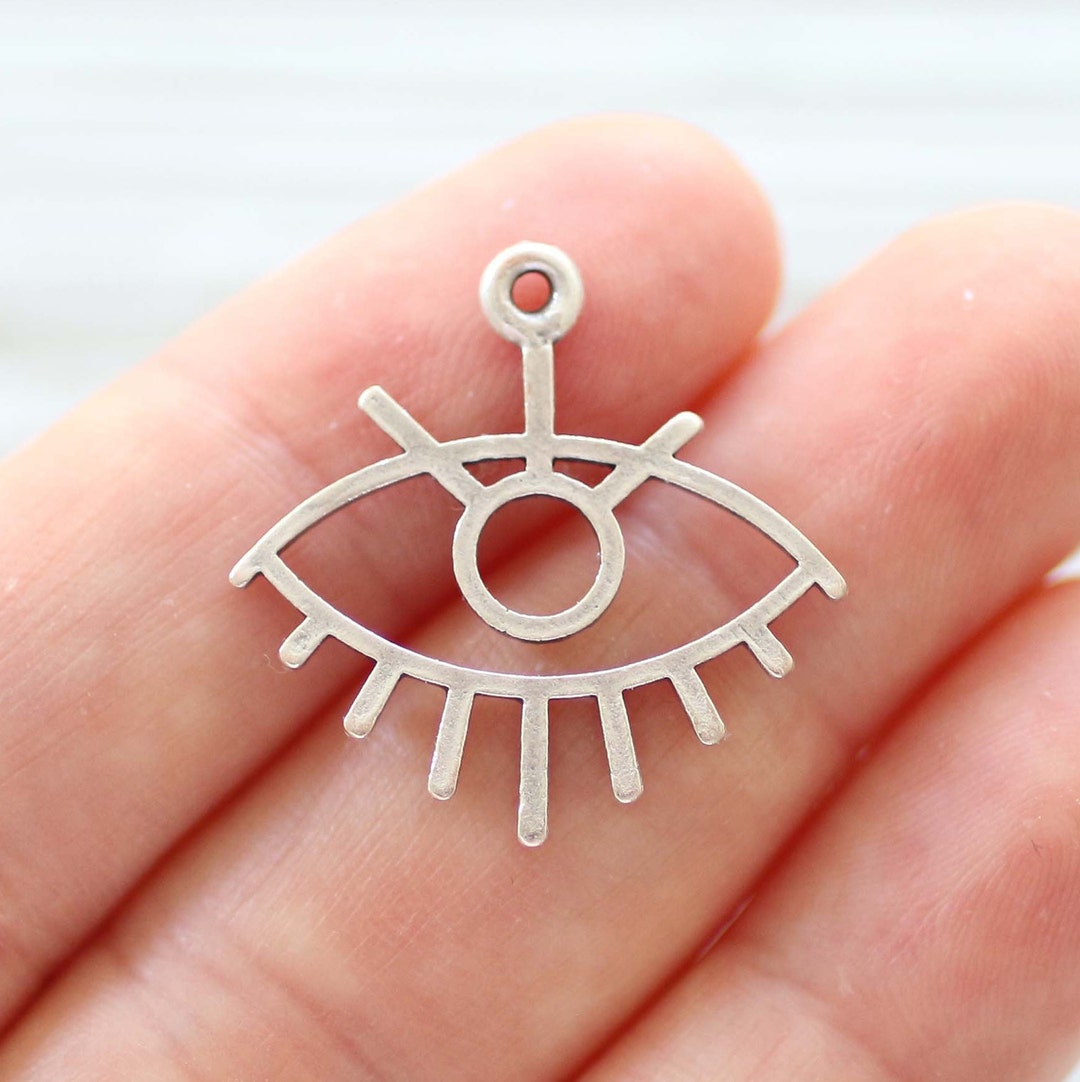 3pc Tribal Evil Eye Pendant Silver, Earring Charms, Evil Eye Charms