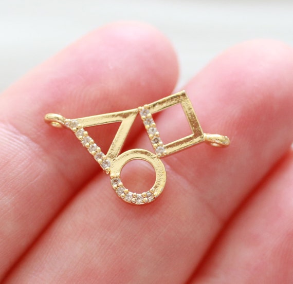 Modern pave connector, geometric gold rhinestone dainty pendant, pave charms for jewelry, pave stone connector for bracelet