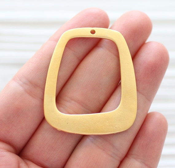 Organic shaped pendant gold, large gold pendants, rustic pendant, geometric pendant, rectangular pendant, large earring charms drop