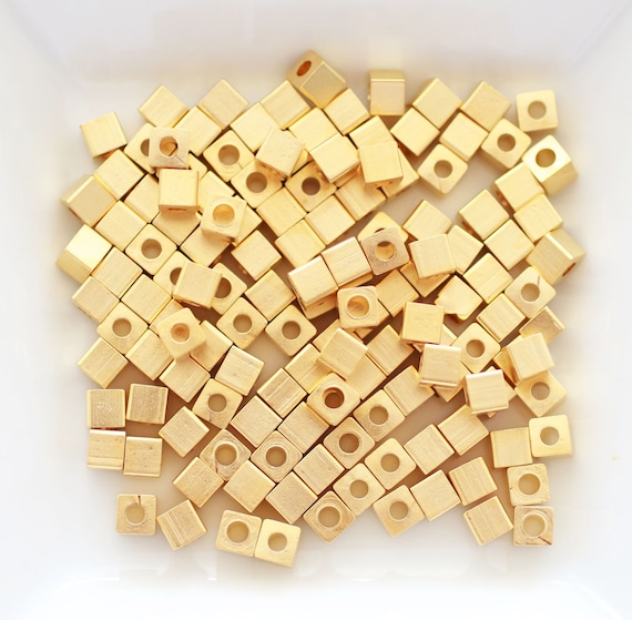 10pc square beads, rondelle beads gold, sliding beads, gold heishi beads, metal spacer beads, flat square beads, necklace bracelet beads, S3