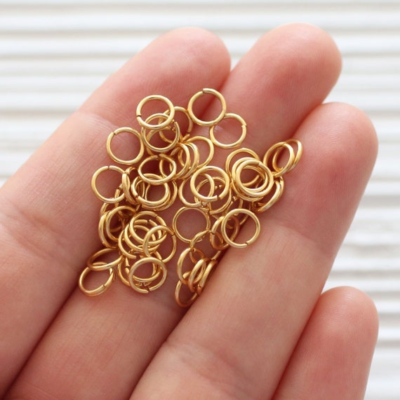 50pc jump rings gold, 6mm open jump rings, 24K gold plated jump rings for jewelry, jump rings for earrings, jump rings open