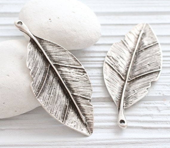 Leaf pendant silver, leaf, silver pendant, rustic leaf, silver leaf, vertical, natural, flat necklace pendant, leaf findings, leaf