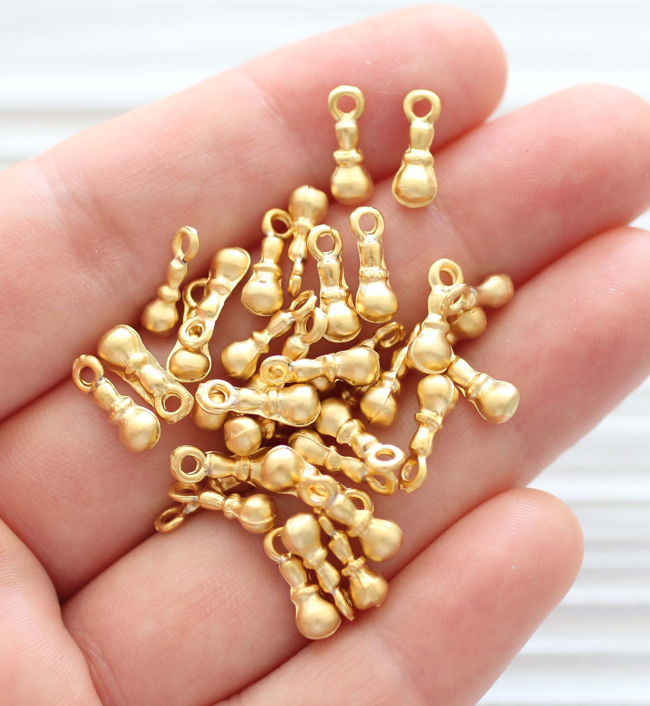 10pc gold stick charms, earring charms, spike charm, gold metal