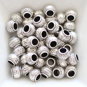 10pc rondelle beads silver, large silver metal beads, heishi beads, silver rondelle, silver heishi, metal spacer beads, large hole beads