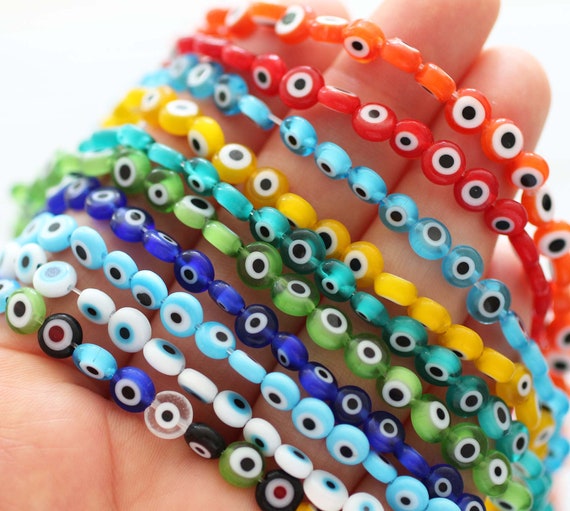 6mm Round Evil Eye Beads, Mixed Colors (15 Strand)