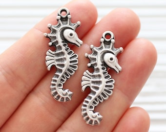 2pc seahorse charms, silver, seahorse pendant, earrings charm, necklace sea horse pendant, animal charms, sea charms, earrings pendant