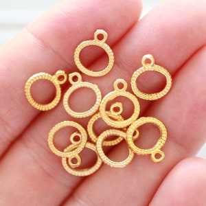 10 Stück mini Ellipse Charms, Gold Anhänger, gold Metall Charm, ovale Perlen, Armband Charms, Kette Baumeln, Ohrringe
