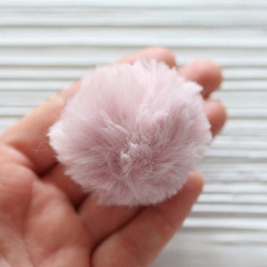 2pc, pink pom pom, 2 garland pom pom, pink fur pom poms for baby girl nursery decor, beanie hats keychains purses bridal shower, N5 image 3