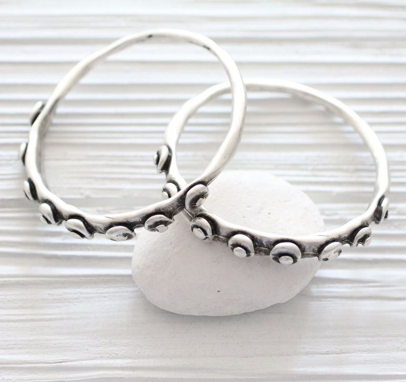 Large Silver Round Pendant Connector Loop Jewelry Connector Etsy