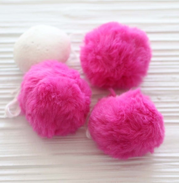 2pc magenta pom pom, 2" garland pom pom, puff soft fur pom poms for beanie hats keychains purses bridal shower decor, pink pom pom,N2