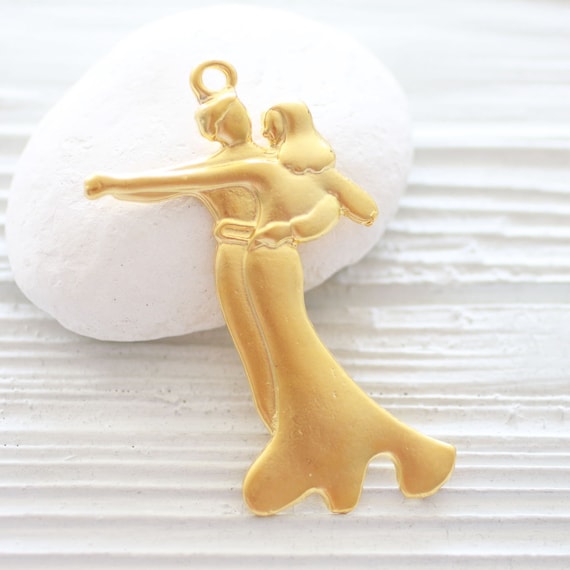 Dancing couple pendant, couple pendant, large pendant gold, lifestyle pendant, dance, dancing, jewelry findings, dancer pendant