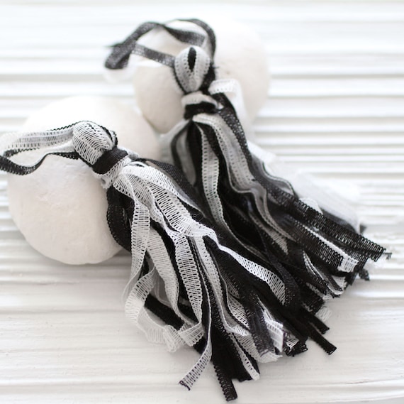 Black and white tassel, necklace tassel, multicolor tassel, tassel pendant, large statement tassel, cotton mix, decorative, unique findings