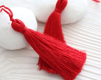 Red silk tassel, crimson, large tassels, tassels for jewelry, handmade tassels, decorative tassels, silk tassel, long thread tassel, N27