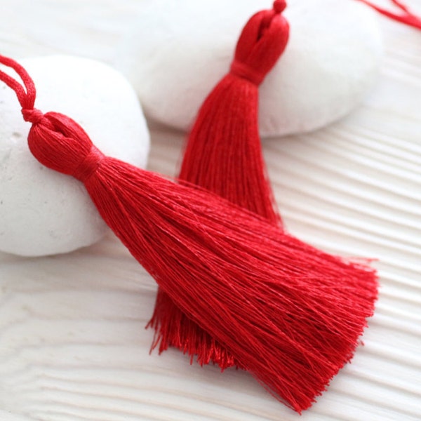 Red silk tassel, crimson, large tassels, tassels for jewelry, handmade tassels, decorative tassels, silk tassel, long thread tassel, N27