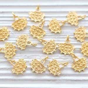 10pc matte gold tribal beads, earring charms, gold beads, Hittite metal charms, gold bracelet rustic charms, tribal necklace charms dangles image 4