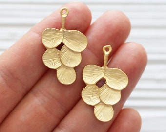 2pc branch pendant, leaf earrings charm gold, earrings pendant, tree leaf pendant gold, leaf charms, branch charm, floral charms