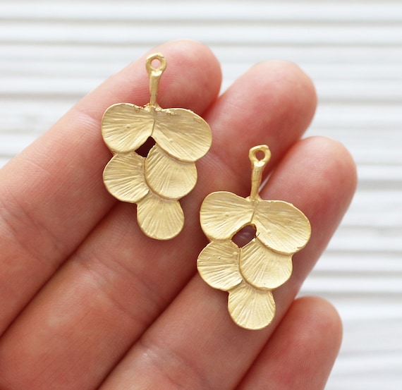 2pc branch pendant, leaf earrings charm gold, earrings pendant, tree leaf pendant gold, leaf charms, branch charm, floral charms