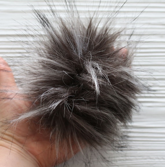 Gray melange faux fur pom pom, 5" pom poms for hats keychains purses nursery home decor, beanie pom pom, crafts pom poms, large pom pom, N13