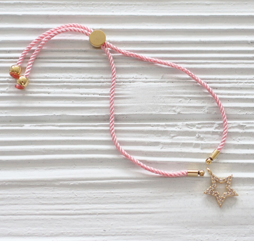 Adjustable Pink Cord Bracelet, DIY String Bracelet Blank, Semi-ready ...