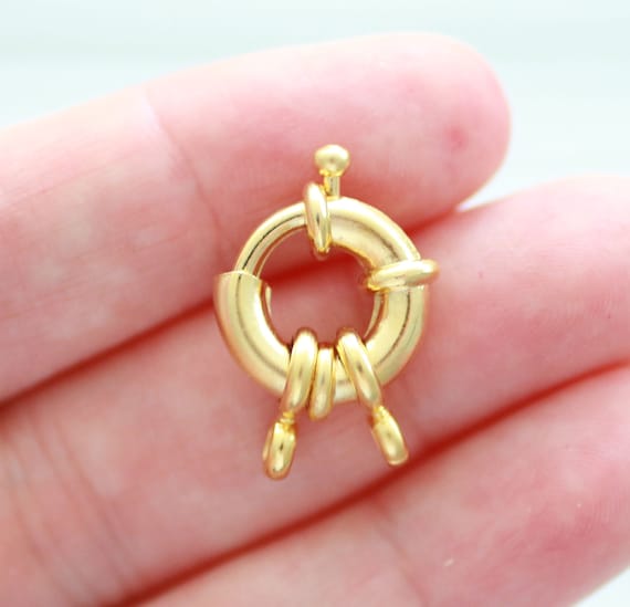 Spring ring clasp gold, large 24K gold plated round lobster clasp, necklace clasps, bracelet clasp, closures for necklaces bracelets